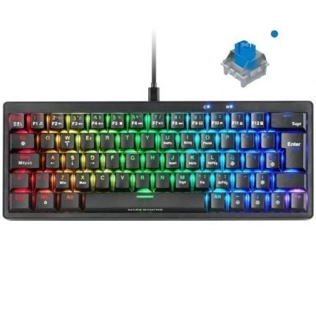 Mars Gaming Teclado Mecánico MKMINIPRO/ Switch Azul/ Negro 60% Compacto Gaming RGB Negro Mars Gaming Teclado Mecánico MKMINIPRO/ Switch Azul/ Negro 60% Compacto Gaming RGB Negro